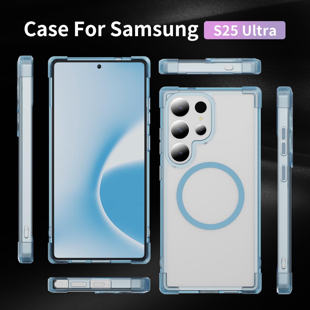 For Samsung Galaxy S25 Ultra Magnetic Case Reinforced Corners TPU + Acrylic Back Cover
