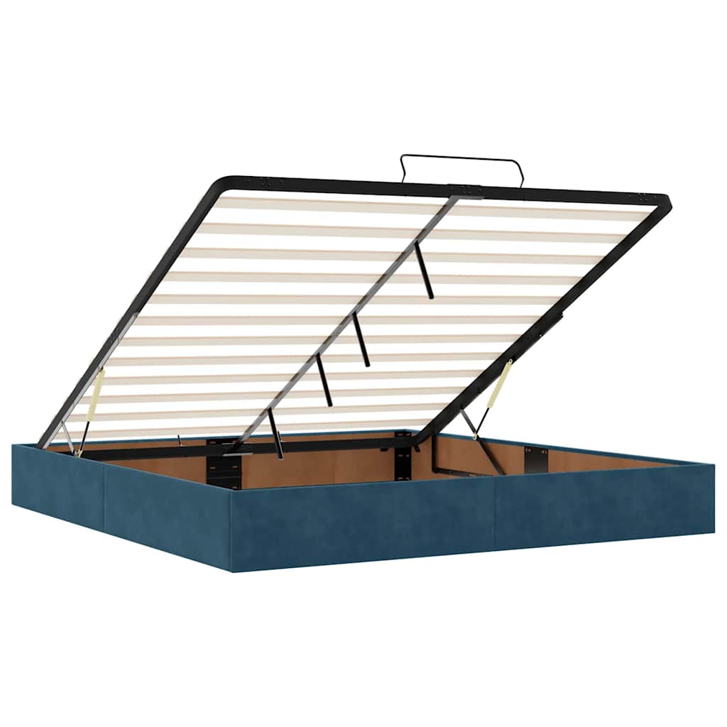 Ottoman Bed with Mattresses & LED Lighting Dark Blue 200x200 cm Velvet