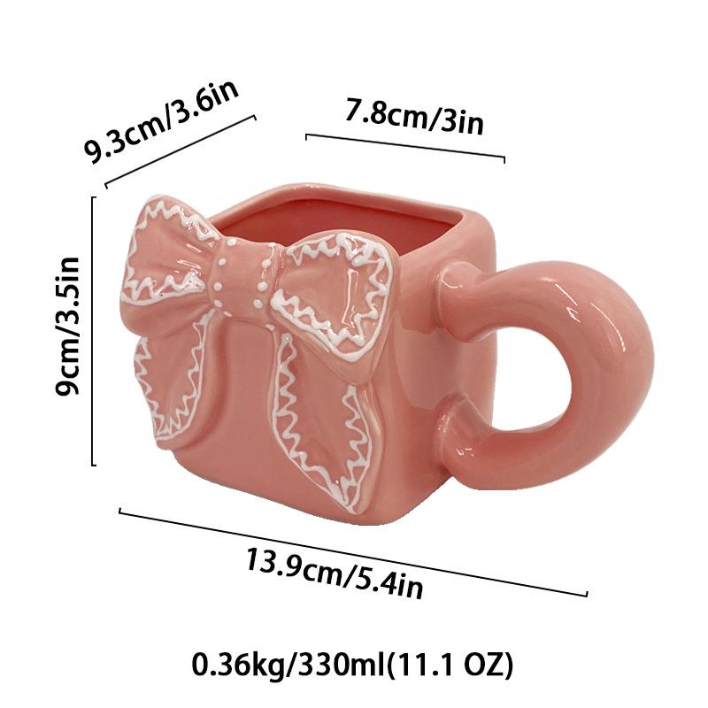 Creative Ceramic Coffee Cup Three-dimensional Bow Mug Exquisite Afternoon Tea Ceramic Flower Tea Cup Home Breakfast Milk Mug New