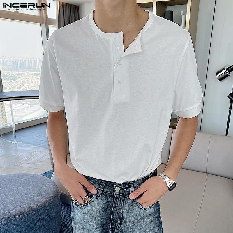 

INCERUN летние модные мужские рубашки с короткими рукавами на пуговицах, облегающие клубные рубашки, удобные повседневные футболки больших размеров