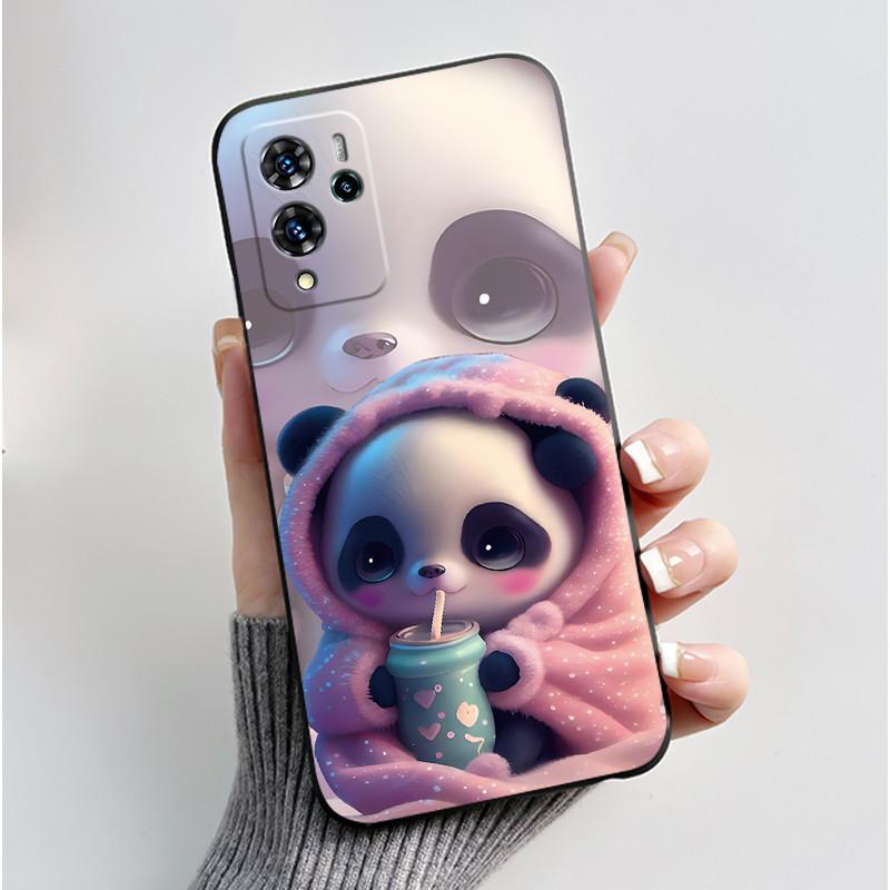 Phone Case For ZTE Blade V40 Pro/ZTE 9046 Soft Silicone Black Case Aesthetic Pattern Love Goldfish Rabbit Shockproof Coque