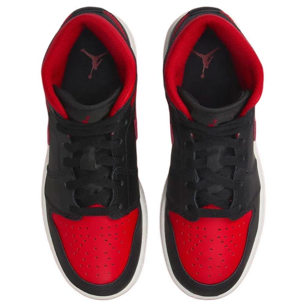 Air Jordan 1 Mid Bred Twist Unisex Sneakers Black Varsity-Red Summit-White DQ8426-067