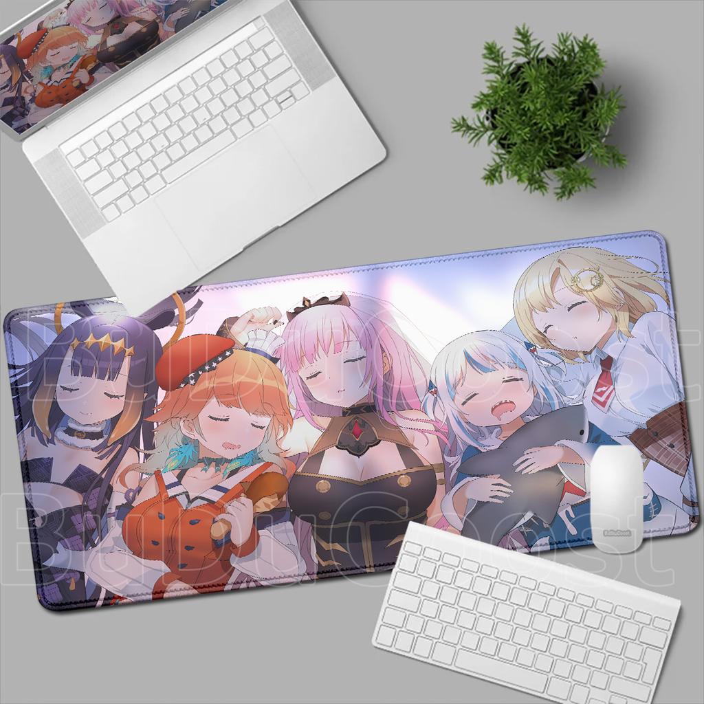 Locking Edge Hololive Computer Office Keyboard Mat XXL Kawaii Anime Girl Ninomae Ina'nis Mousepad Large Office Cabinet Table Mat