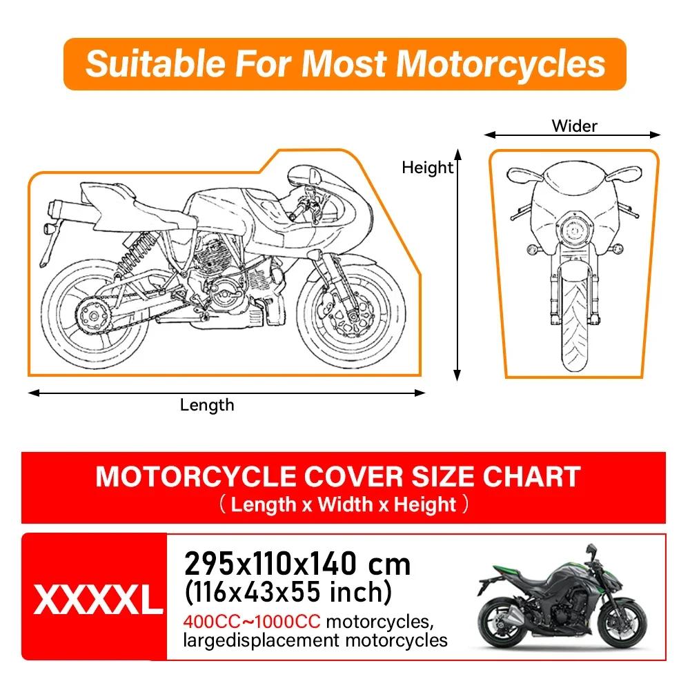 420D 4Xl Motorcycle Cover Waterproof All Season Motorbike Cover Dustproof Uv Protective Outdoor Indoor Motorbike Rain Cover