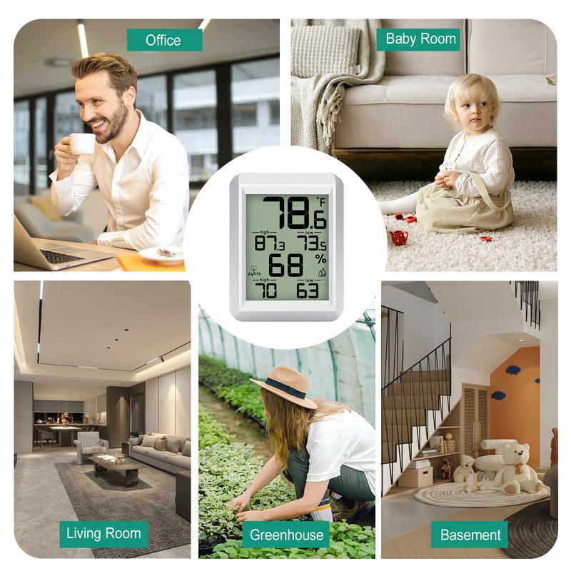 Professional Hygrometer Digital Thermometer Indoor Outdoor - Big LCD Screen with Backlight Auto Reset Memory Function Perfect