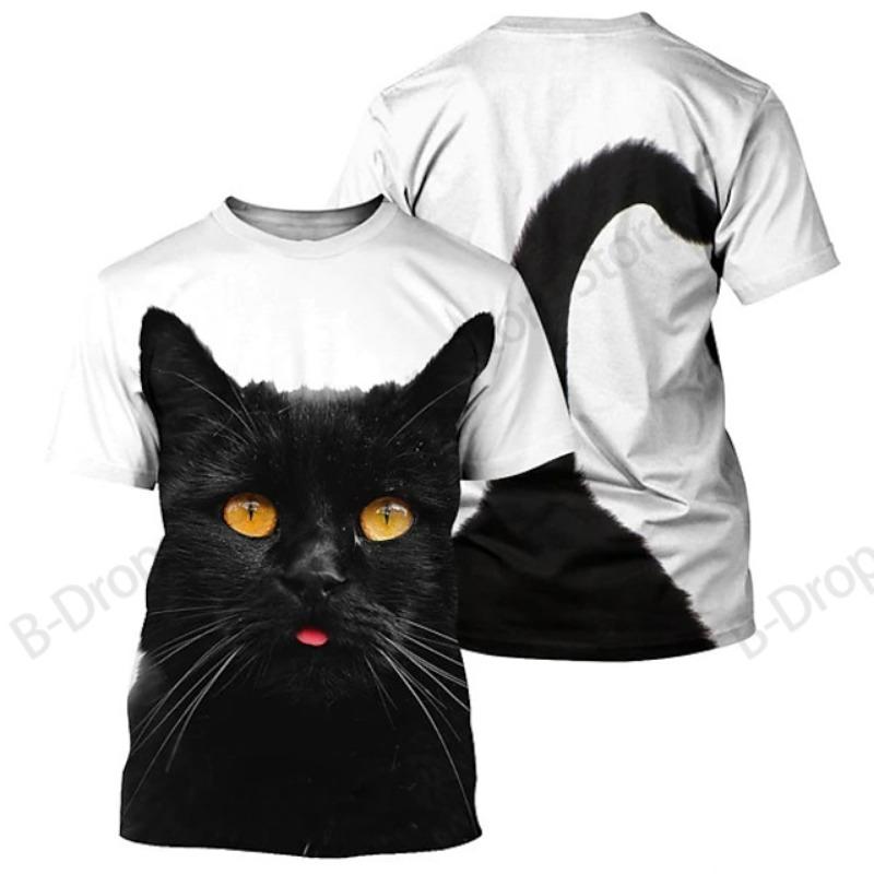 2026 New Lovely Kitten Cat 3D Print T-shirt Men Women Fashion Animal XXS