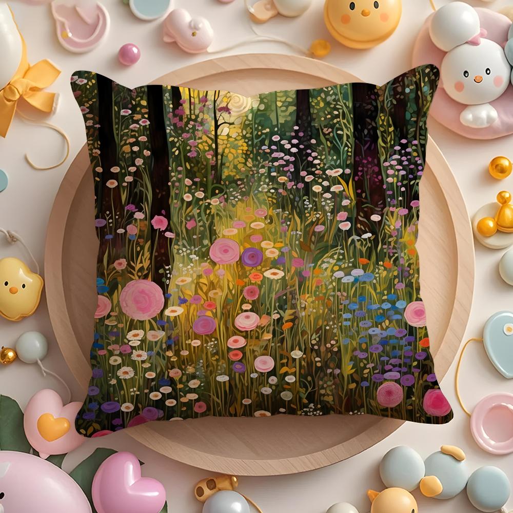 Midsummer Nights Flowers Cushion Cover Short Plush DoubleSided Printing Home Machine Washable in Warm Winter Pillow Cover