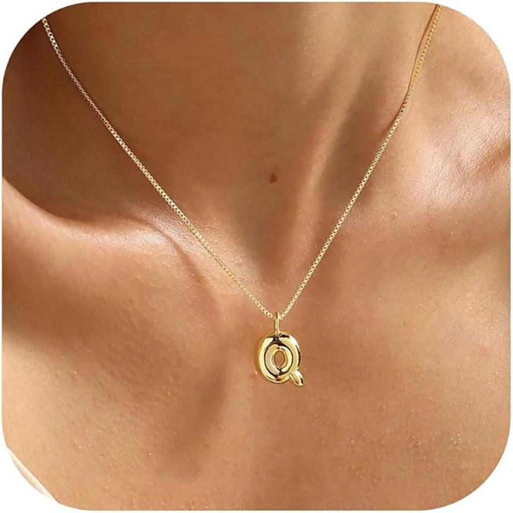 Elegant And Minimalist 26 Letter English Necklace With Bubble Gloss Letter Pendant, Women's Gift Collarbone Chain