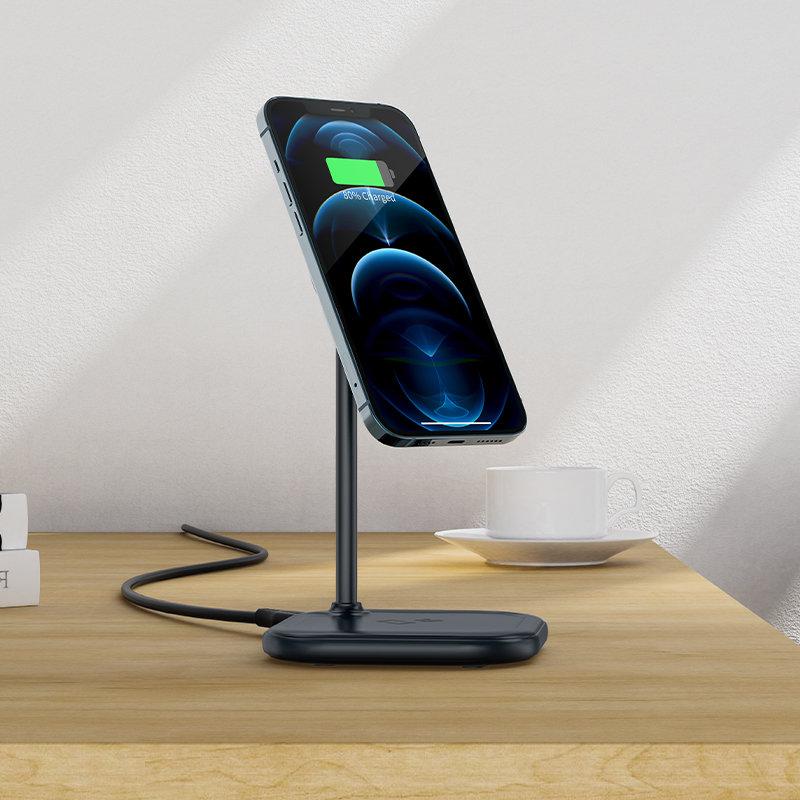 2in1 15W Qi Wireless Charger and Stand for iPhone and Apple AirPods E6 Black