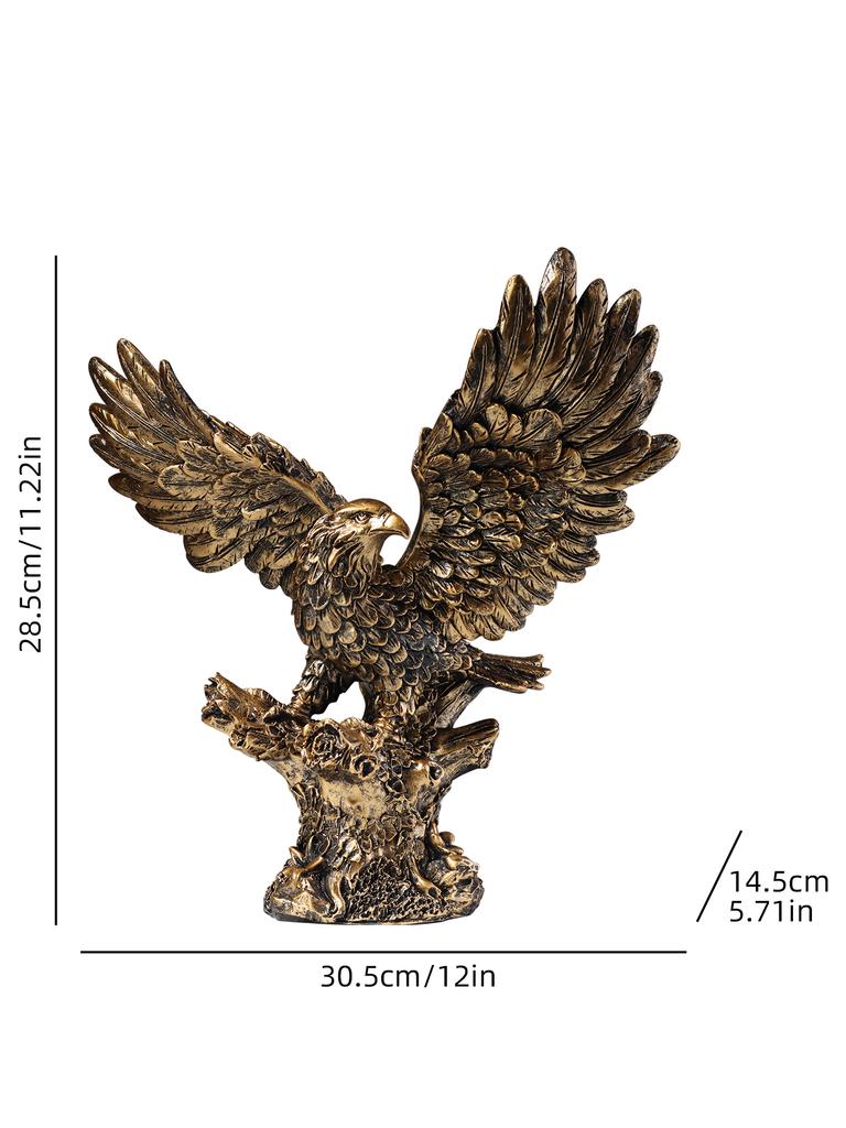 Eagle Standing on Tree Stump Statue, Resin Animal Sculpture, Home Decorative Accessories for Bedroom, Living Room, and Foyer