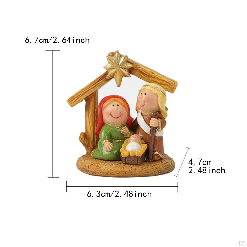 Nativity Scene Figurine Holy Family Statue Gift Handmade Jesus Mary Joseph Figurines Ornament for