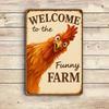 "Welcome to the Funny Farm" Rooster Sign - 8x12 Inch Vintage Metal Decor for Coop & Garden
