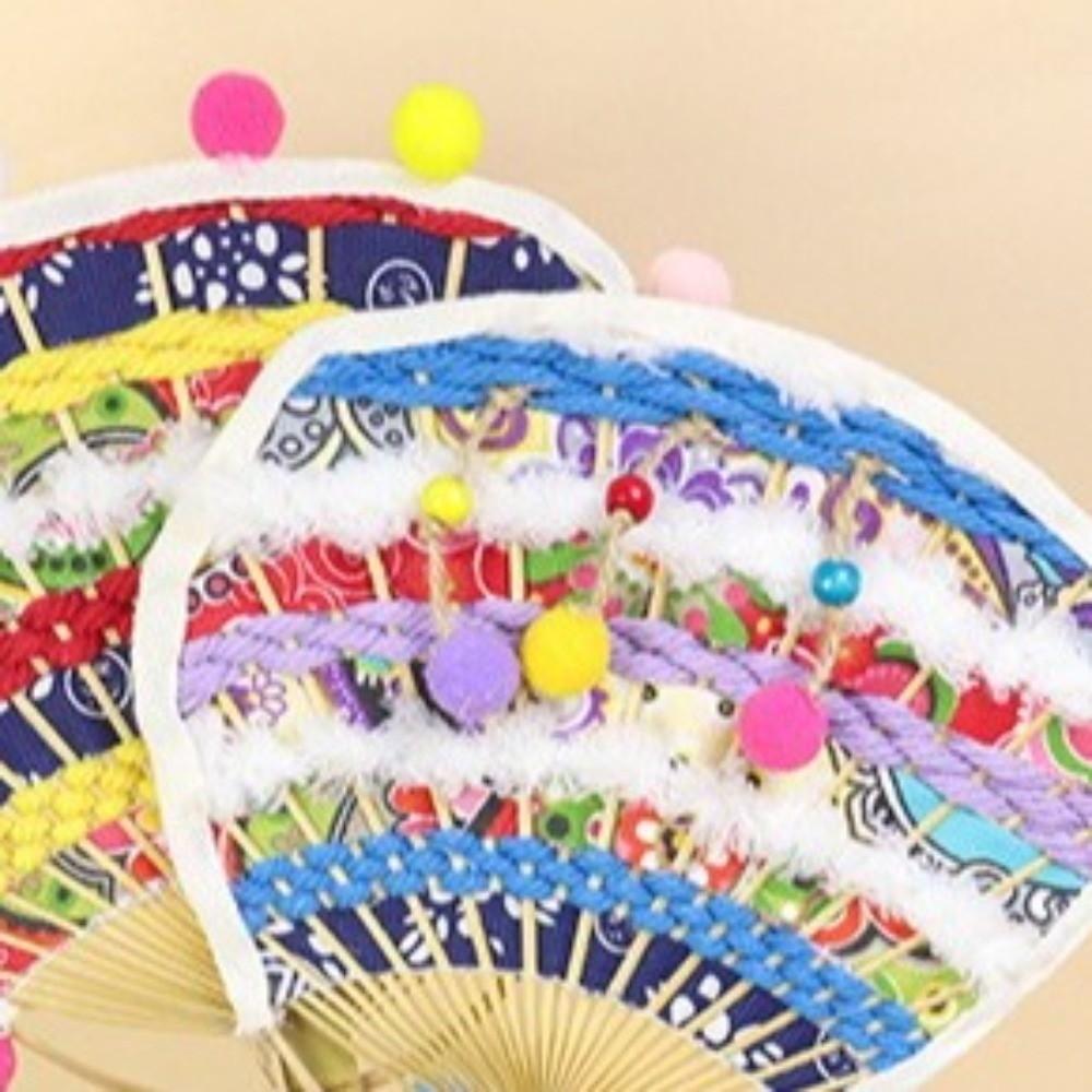 Artistic Handmade DIY Bamboo Fan Romantic Traditional Hand Cranked Fan Chinese Style DIY Material Pack Kindergarten