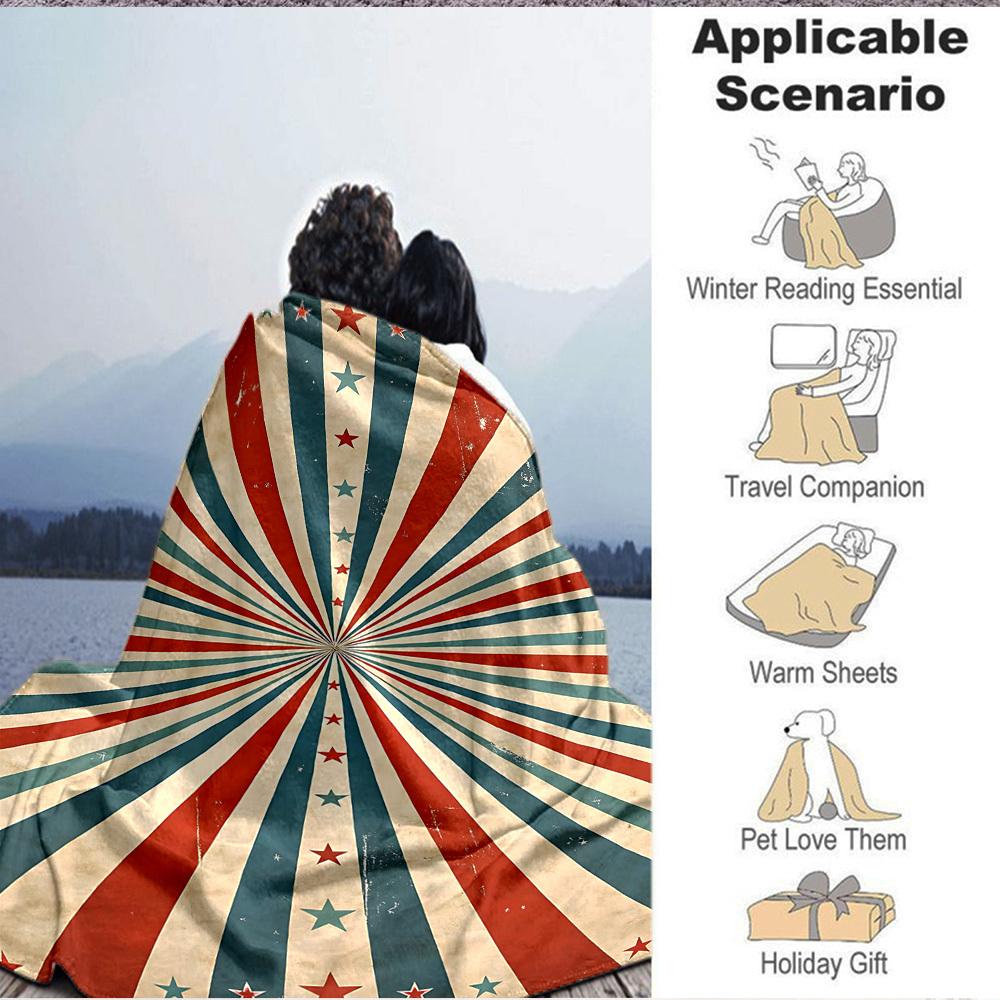 1pc Stars Stripes Lightweight Flannel Blanket, Comfortable and Warm Blanket, for Office and Camping Sofa Bed, Livingroom183
