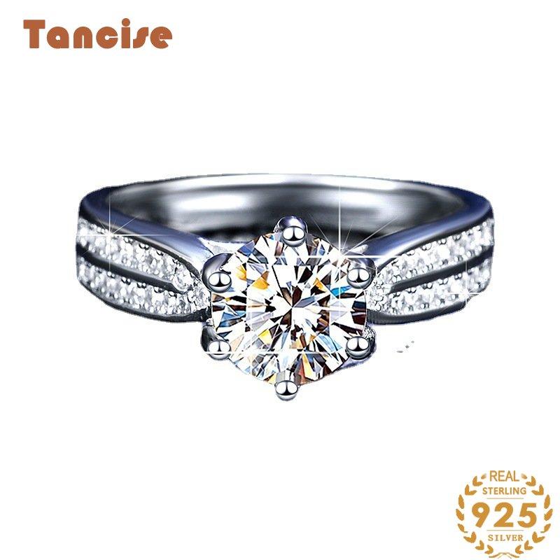 Tancise Classic Moissanite Silver Ring Dammen Bijouen Hochzäit Verspriechen Party Cadeau_voghion.com