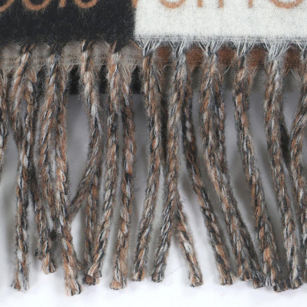 Excellent LOUIS VUITTON Scarf Duo Infinity fringe Noir wool mens M90806 Used