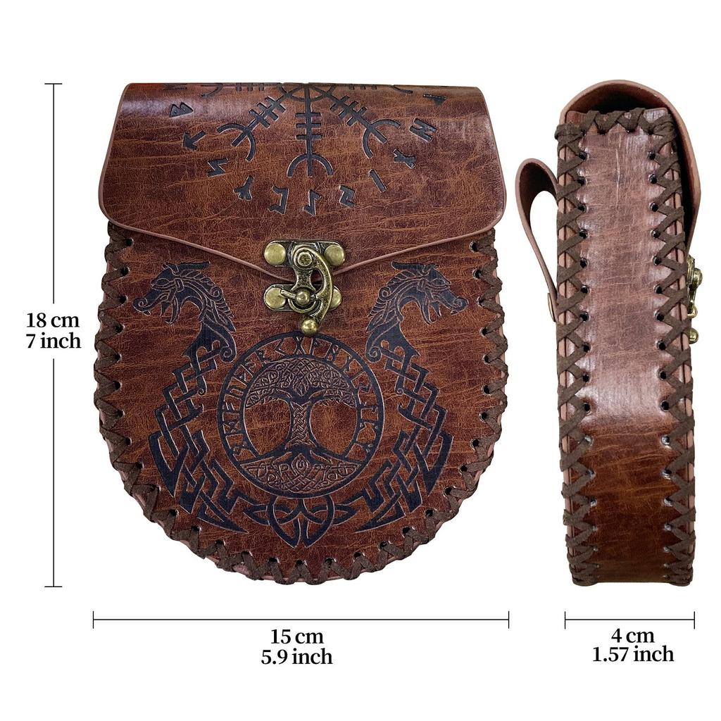 Leather Medieval Belt Pouch, Purse Handmade Style for Game Costume Halloween Knight