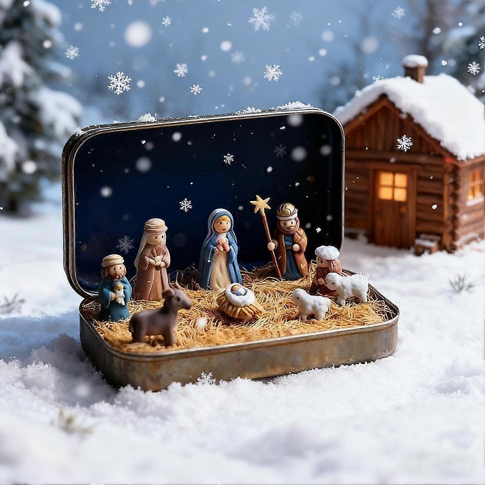 Festival Nativity Sets, Mini Nativity Scene Resin Figurines, Xmas Holy Family