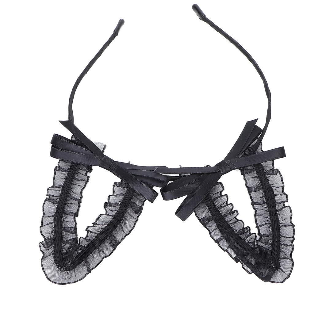 Lace Ear Headband Women Girls Cute Bowknot Decoration Halloween Cosplay Party Hairband