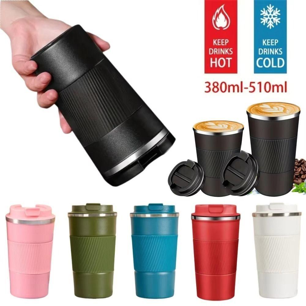 Double-layer Coffee Thermos 380ml/510ml Travel Thermal Mug Reusable Insulated Cup  Car Use