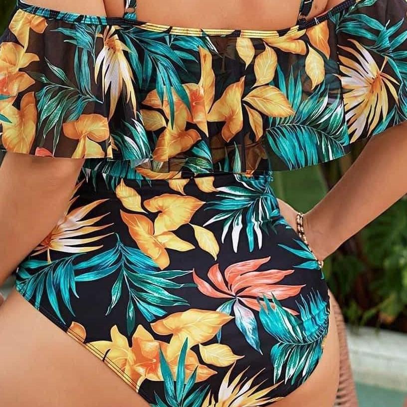 Large size print tight-fitting backless one-piece swimsuit bikini Large size bikini