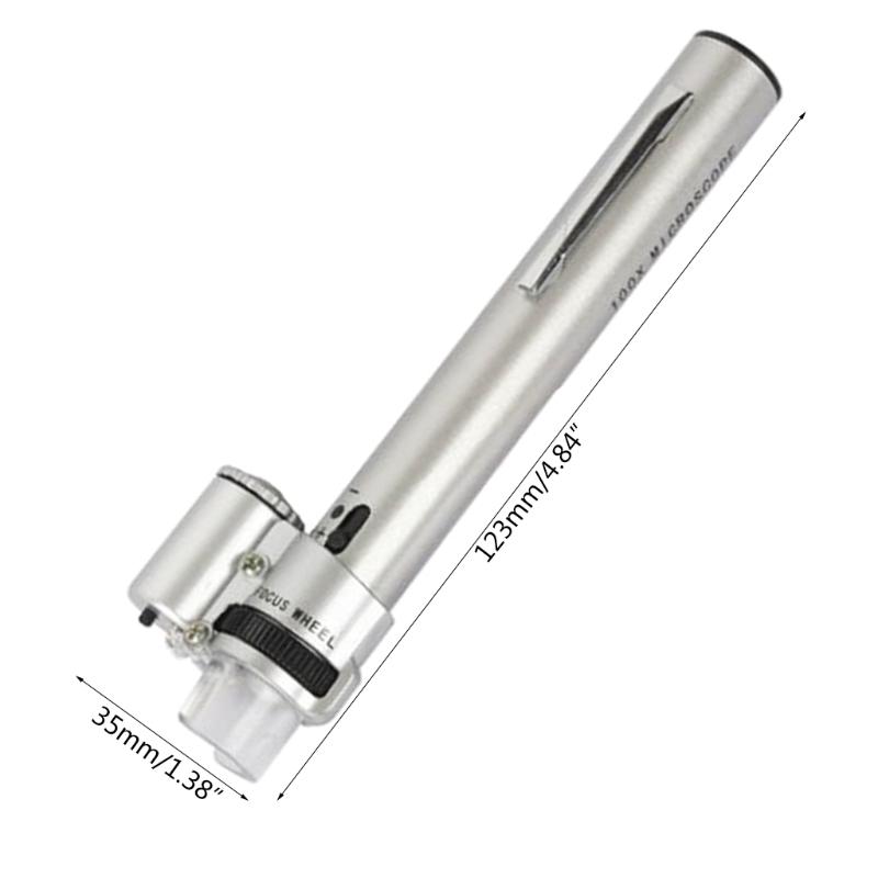 Pen Type Microscope Mini Magnifier Professional 100X Pocket Microscope Portable Adjustable Focusing High Presision