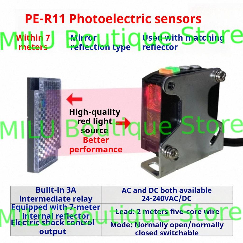 1pc E3JK-R4M1 Reflector Photoelectric Sensor Switch With Mirror Photoelectric Sensor For Garage Doors Access Control Signal