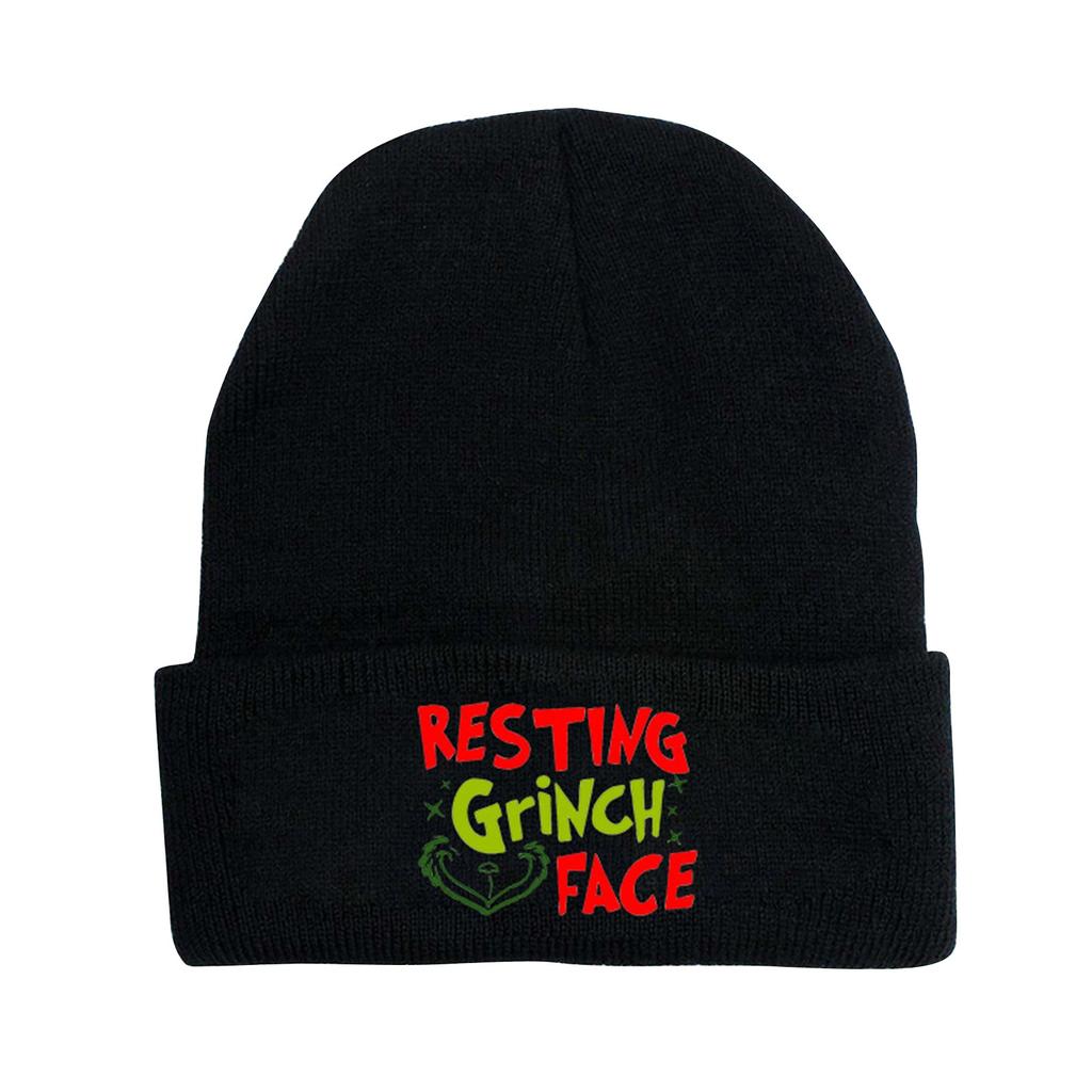 Christmas Geek New Line Velvet Hat Knitted Hat Winter Anti-freeze Sun Hat Printed Green Hat