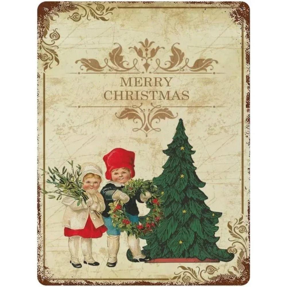 Merry Christmas Santa Metal Sign, Festive Holiday Wall Decor 20x30cm