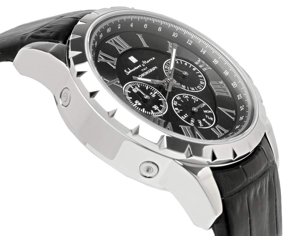 Salvatore Marra Radio Solar Chronograph Limited Edition Watch Black and Silver Men