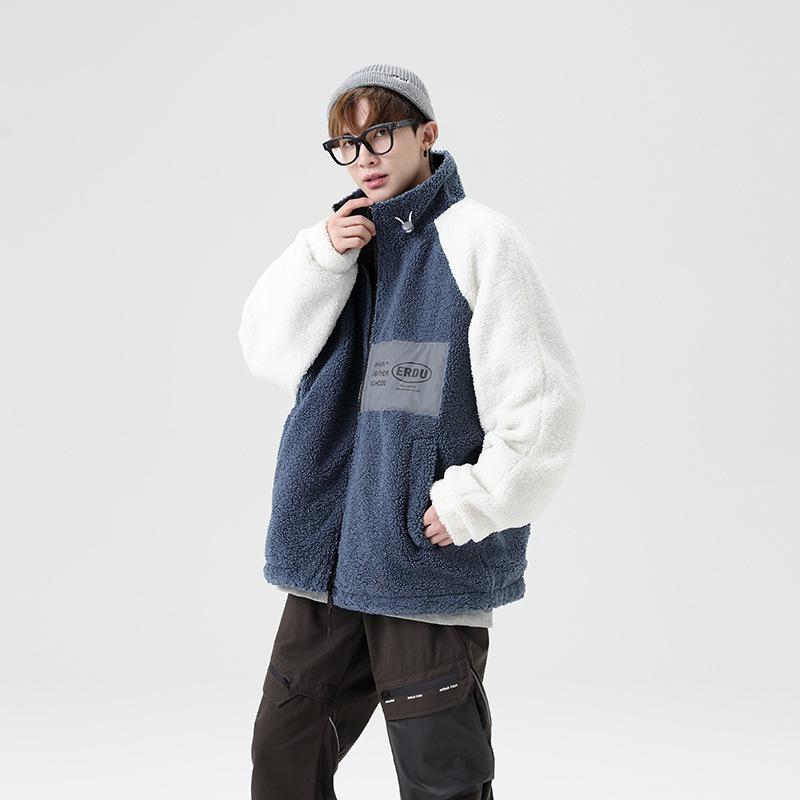 

| Ins Trend Свободный Повседневный Маленький Свежий Двусторонний Носить Шерстяное Пальто Мужское XXXL синий