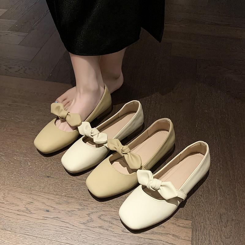 Fashion 2025 Spring Autumn Women's Flat Shoes New Ladies Casual Leather Shoes Sweet Bowknot Versatile Women's Loafers Shallow Versatile
