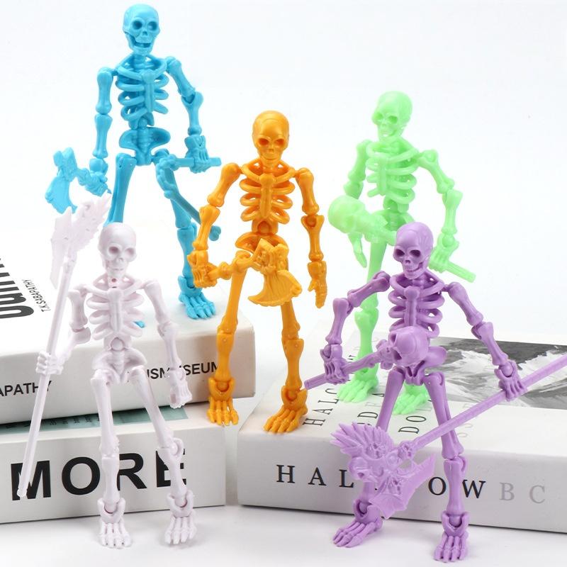 1 Set Multi-Articulable Skull And Bone Puppet Decoration Action Figures Three-Dimensional Skull Model Assembly Toy Gift