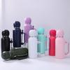 Portable Stainless Steel Insulated Bottle 1200ml Large Capacity Vacuum Flask with Straw Spoon Leak Proof Sports Water Bottle
