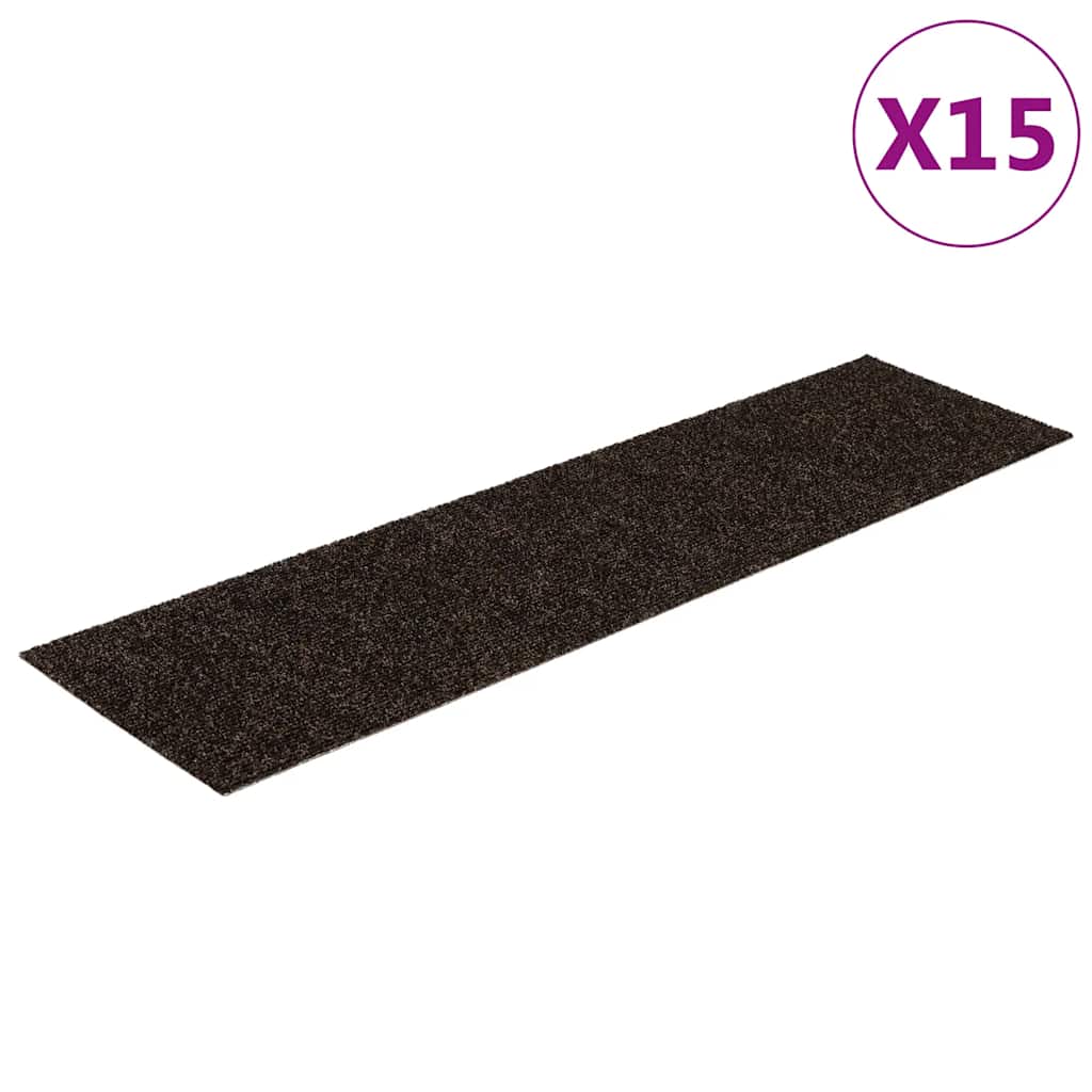 Self Adhesive Stair Treads 15 pcs 76 x 20 cm Dark Brown Rectangular