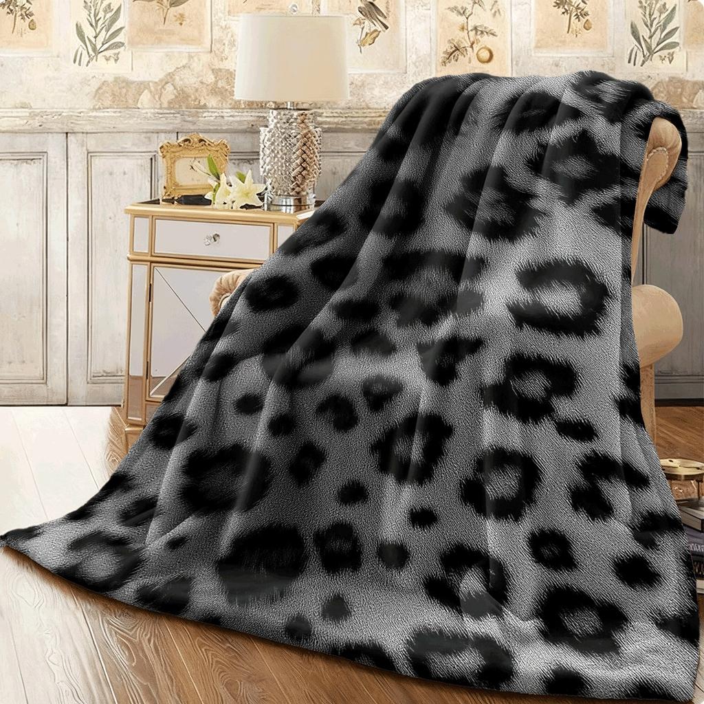 1 Black and White Spotted Leopard Print Blanket, Perfect for Office Naps, a Cozy Home Blanket, and an Excellent Gift for a Loved One
