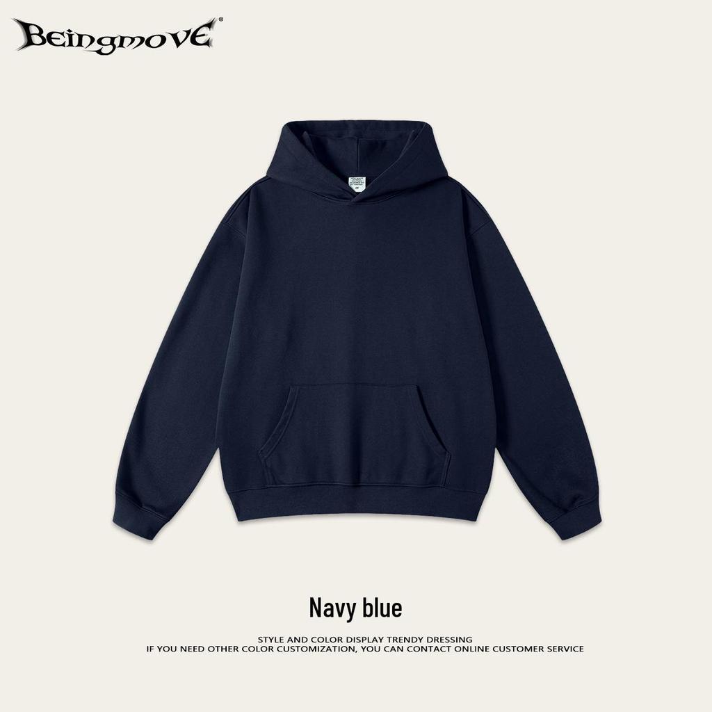 2025 Autumn Men's Basic Heavyweight Terry Cloth Hoodie - Trendy American Brand, Solid Colors, Unisex Design.