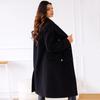 Winter Coat Women Double Breasted Overcoat Thermal Long Sleeves Loose Fit Turn Down Collar Pockets Pure Color Commuting Dating