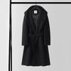 Winter Wool Cashmere Hooded Bathrobe: Long, Cozy, Belted Outerwear Coat Without Buttons
