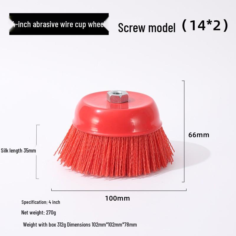Bowl-shaped M14 Nylon Abrasive Wire Brush with 5/8-11 Nut - DuPont Grinding Wheel.