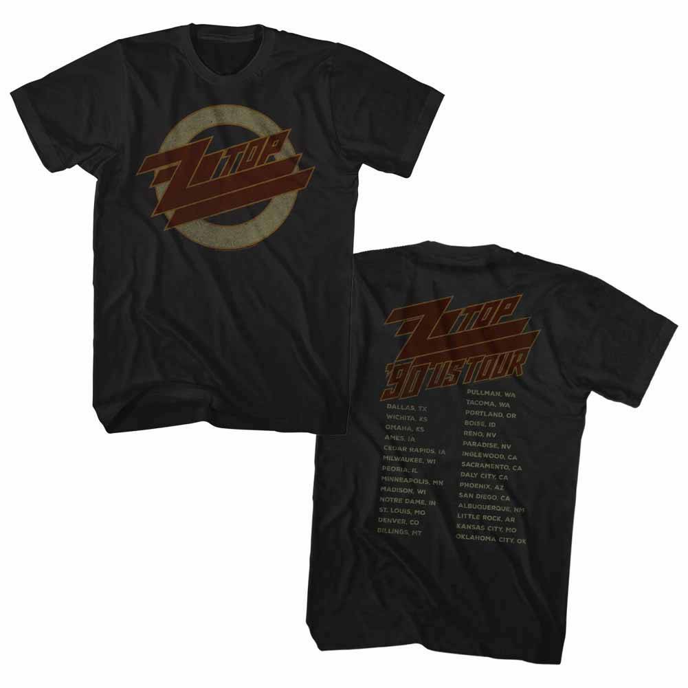 ZZ Top 1990 Us Tour Black Adult T-Shirt XXXXL