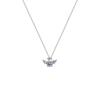 Exquisite S925 Sterling Silver Angel Wings Crown Pendant Necklace with Shiny Zircon and Rhinestones