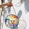 2D flacher Buntglas-Christgeschenk-Fensterdekoration, 6,3/7,87 Zoll Yak Religiöse farbige Glasplatte mit Kette, Charmante christliche Sonnenfänger