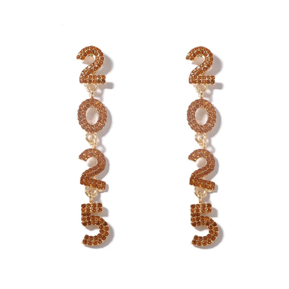 Aesthetic Happy New Year Earrings Jewelry Crystal Party Earrings  New Year