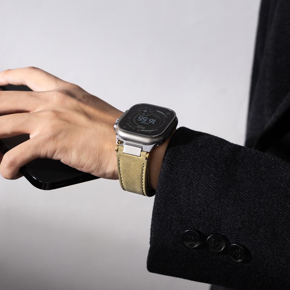 Leather Strap for Apple Watch Ultra 3 2 49mm Series 11 10 46mm Business Men Band for iWatch 9 8 7 45mm 6 5 4 Se 3 44mm Bracelet