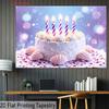 2D Sparkle Birthday Cake Backdrop Purple Blue Bokeh with Seashells for Kids Birthday Party Photo Booth