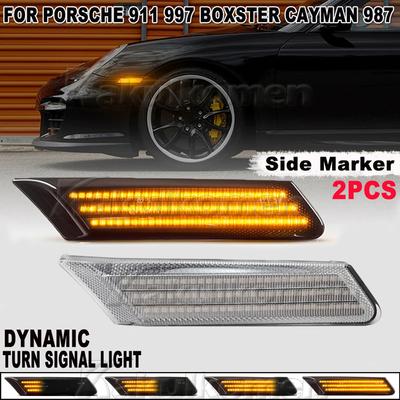 1 Pair LED Dynamic Amber Turn Signal Light Side Fender Marker Lamp For Porsche 987 Cayman Boxster 911 997 Carrera Turbo GT3 GT2