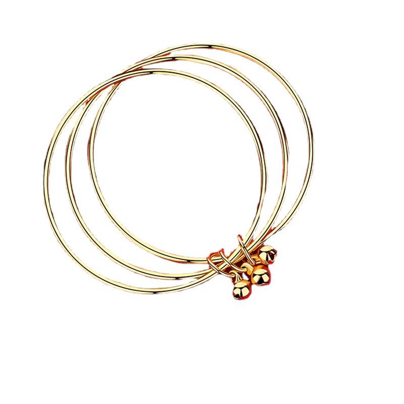 Vietnam Sand Gold Triple-Circle Yellow Brass Bangle - Women's Fashion Gold-Plated Bracelet