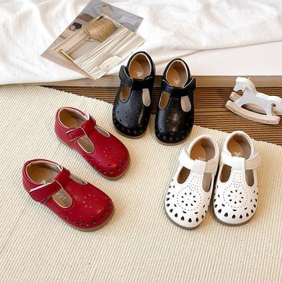 Girls' Leather Hollow Breathable Princess Shoes - Spring/Summer 2026 Collection