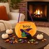 Halloween Trick or Treat Bucket 9.8x5.9 Inch Pumpkin Witch Black Cat Plush Tote